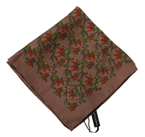 Dolce & Gabbana Brown Carrots Print Silk Handkerchief - ClickThatClicks 