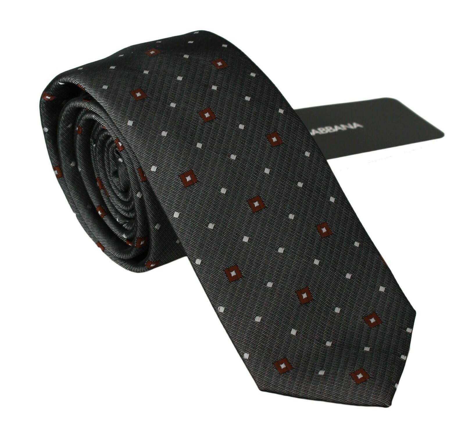 Dolce & Gabbana Gray Patterned Classic Mens Slim Necktie - ClickThatClicks 