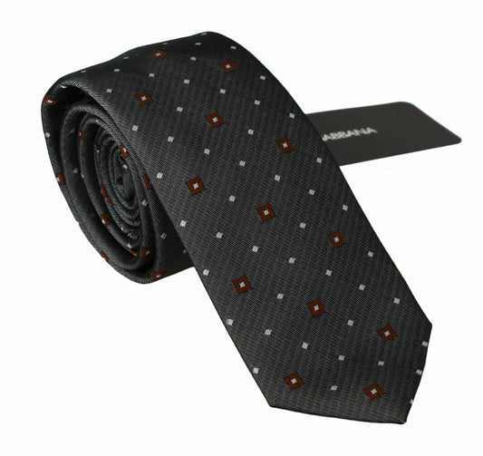 Dolce & Gabbana Gray Patterned Classic Mens Slim Necktie - ClickThatClicks 