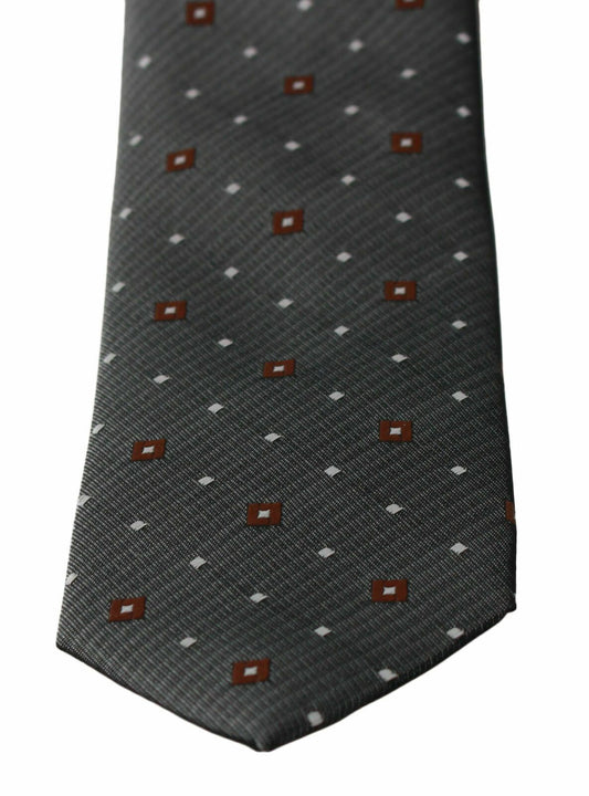 Dolce & Gabbana Gray Patterned Classic Mens Slim Necktie - ClickThatClicks 