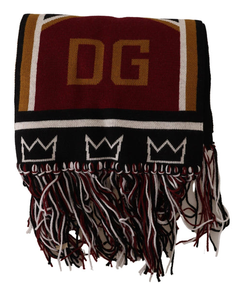 Dolce & Gabbana Multicolor Wool Knit DG King Shawl Wrap Scarf - ClickThatClicks 