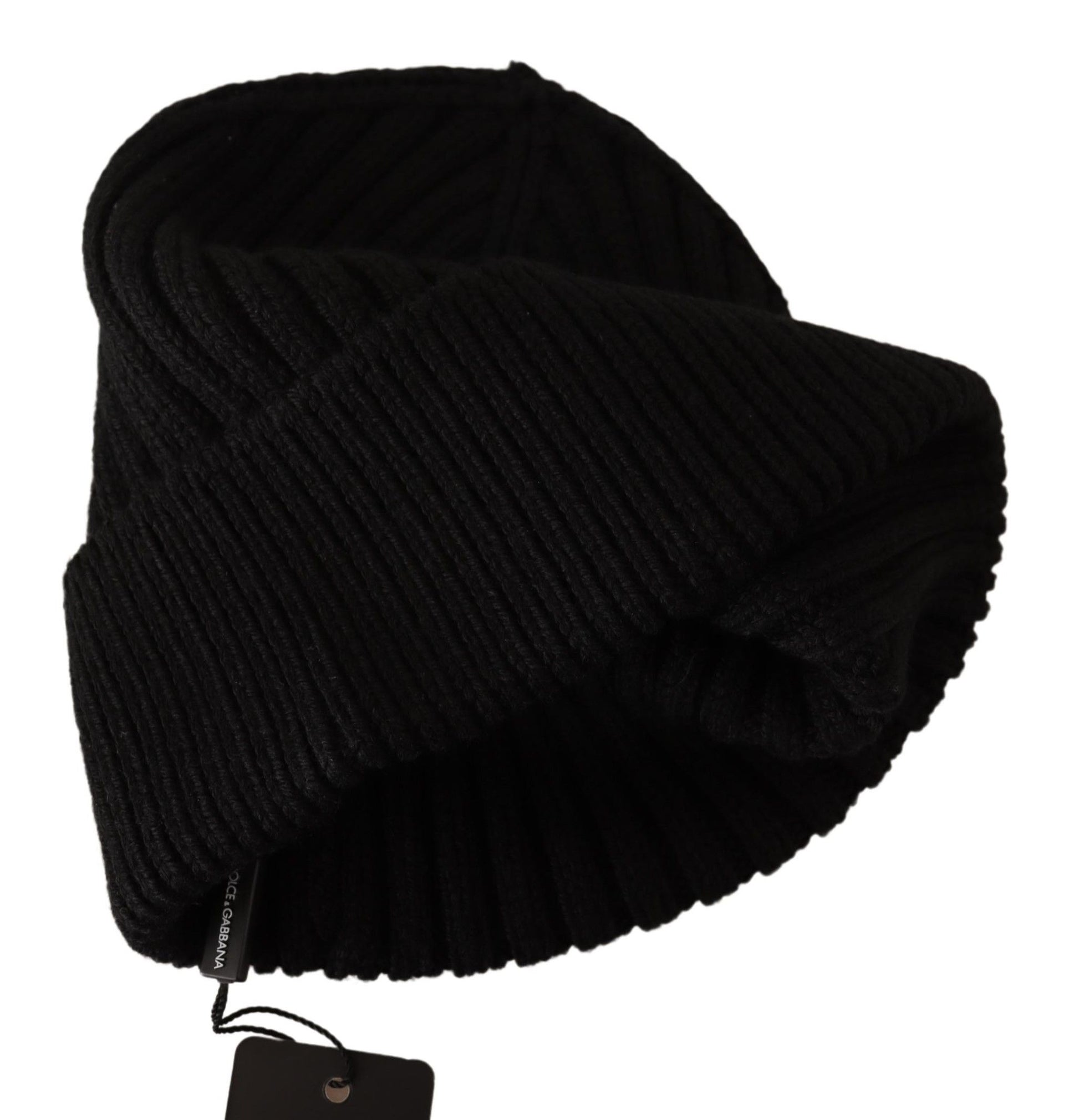 Dolce & Gabbana Black Wool Knit Women Winter Hat - ClickThatClicks 