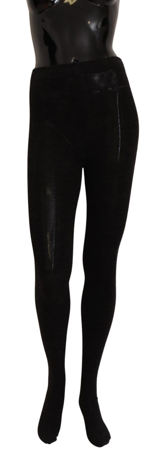 Dolce & Gabbana Black Wool Stretch Tights Stocking Socks - ClickThatClicks 