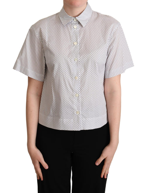 Dolce & Gabbana White Gray Polka Dots Collared Button Shirt - ClickThatClicks 