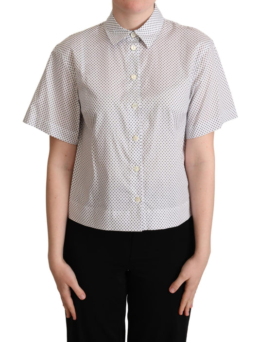 Dolce & Gabbana White Gray Polka Dots Collared Button Shirt - ClickThatClicks 