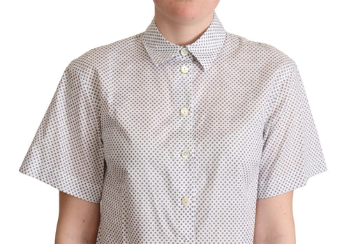 Dolce & Gabbana White Gray Polka Dots Collared Button Shirt - ClickThatClicks 