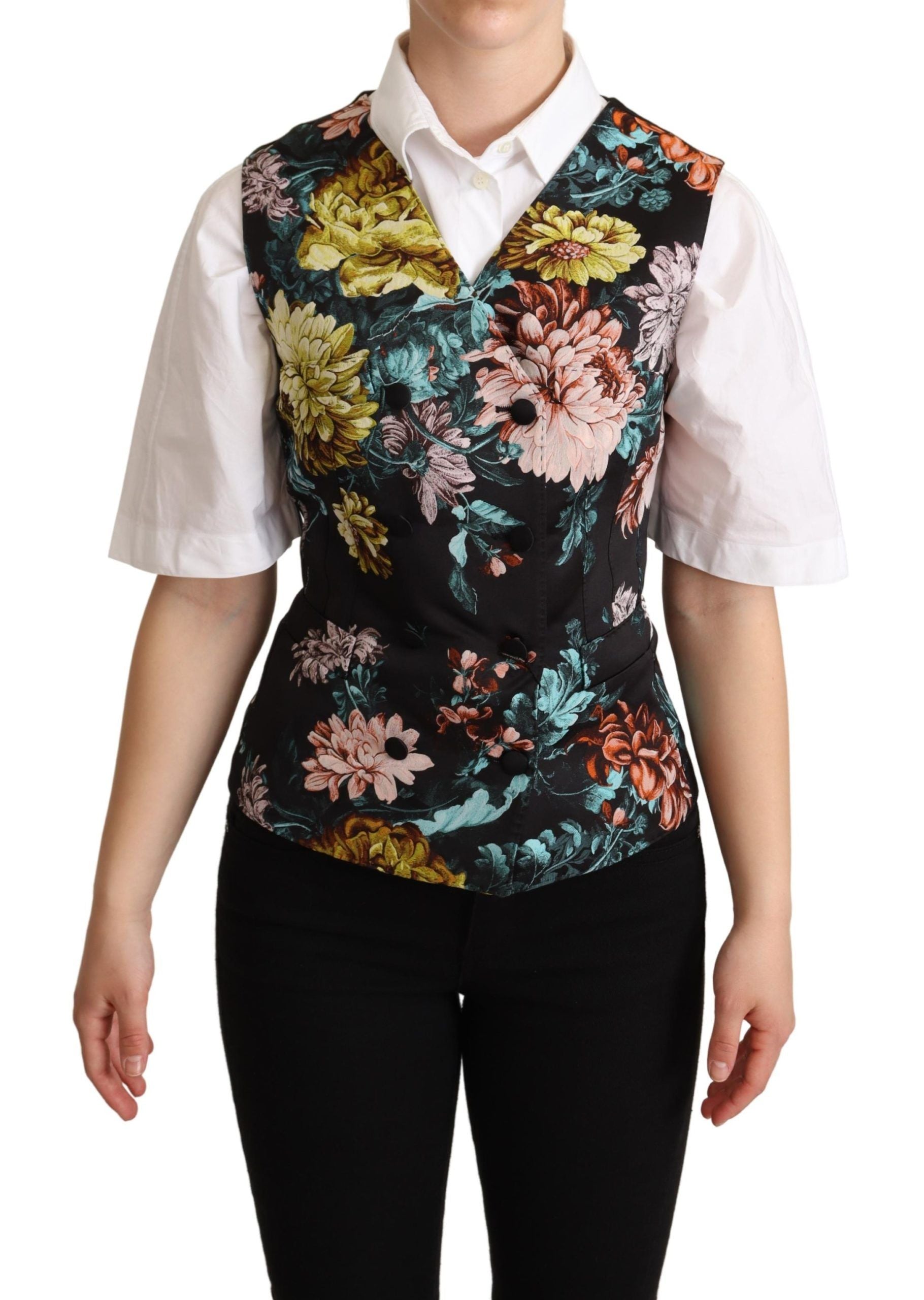 Dolce & Gabbana Black Jacquard Floral Waistcoat Vest - ClickThatClicks 