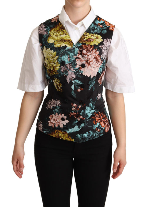 Dolce & Gabbana Black Jacquard Floral Waistcoat Vest - ClickThatClicks 