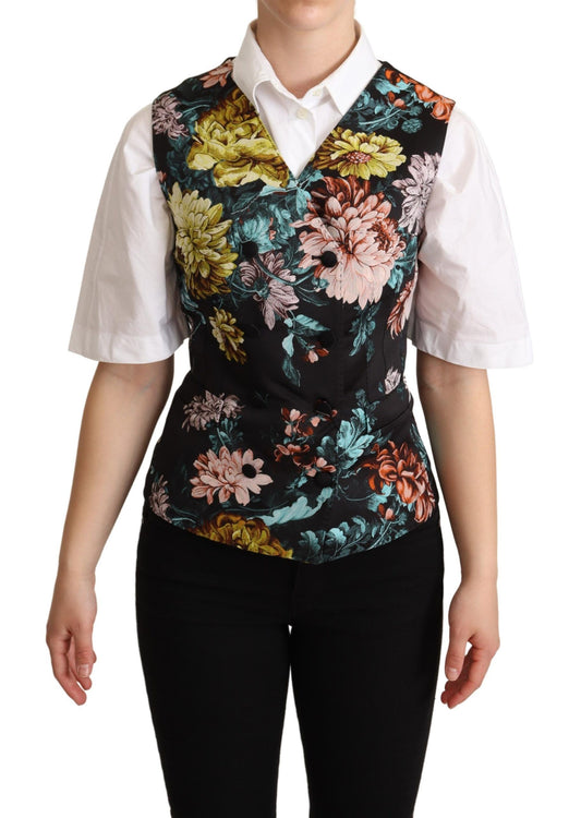 Dolce & Gabbana Black Jacquard Floral Waistcoat Vest - ClickThatClicks 