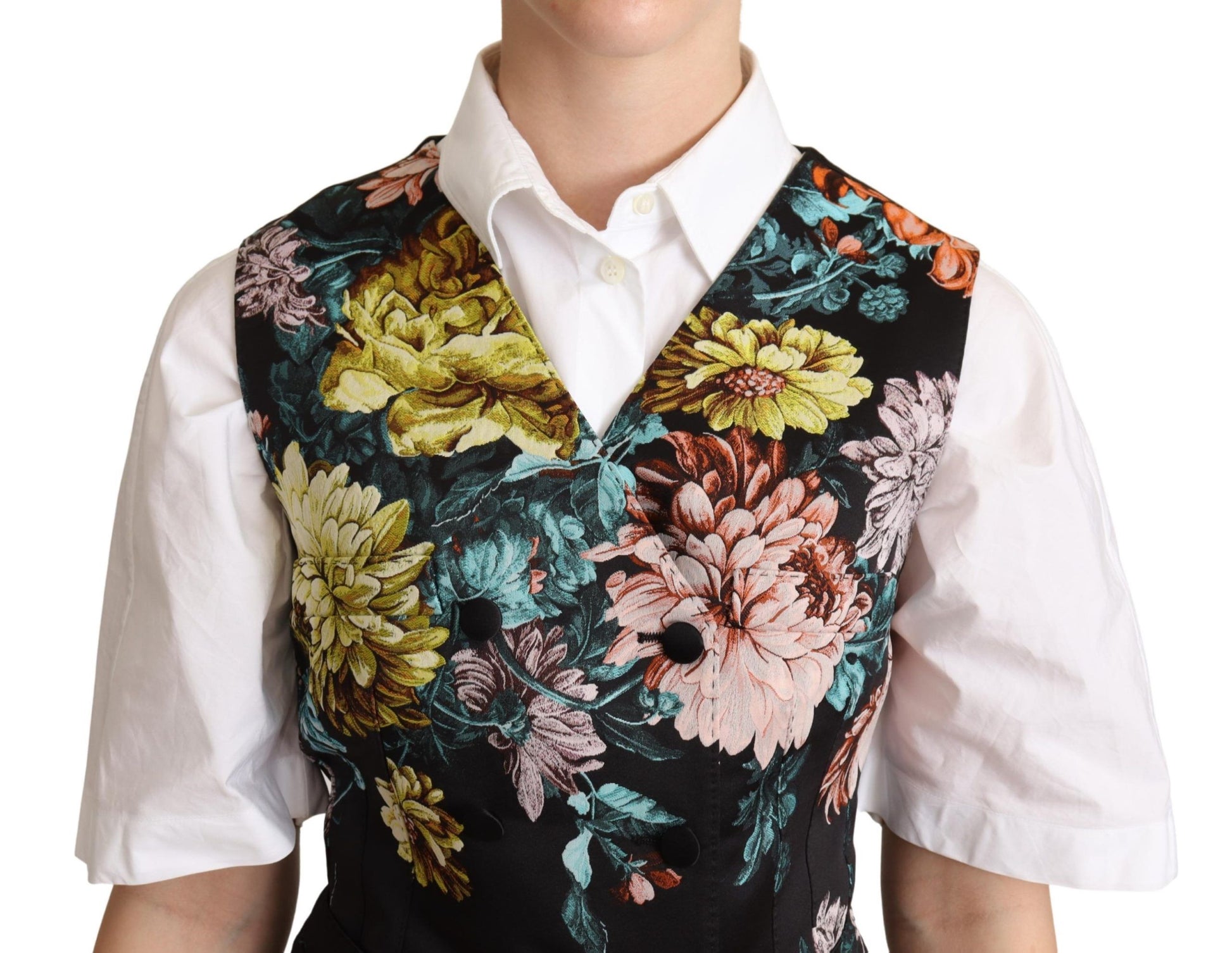 Dolce & Gabbana Black Jacquard Floral Waistcoat Vest - ClickThatClicks 