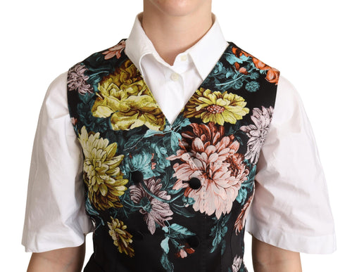 Dolce & Gabbana Black Jacquard Floral Waistcoat Vest - ClickThatClicks 