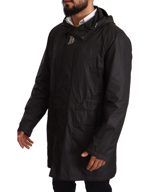 Dolce & Gabbana Black Hooded Mens Trench Coat Jacket - ClickThatClicks 