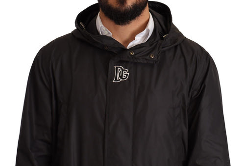 Dolce & Gabbana Black Hooded Mens Trench Coat Jacket - ClickThatClicks 