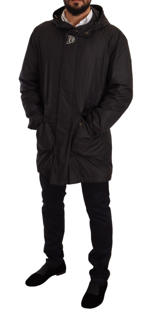 Dolce & Gabbana Black Hooded Mens Trench Coat Jacket - ClickThatClicks 