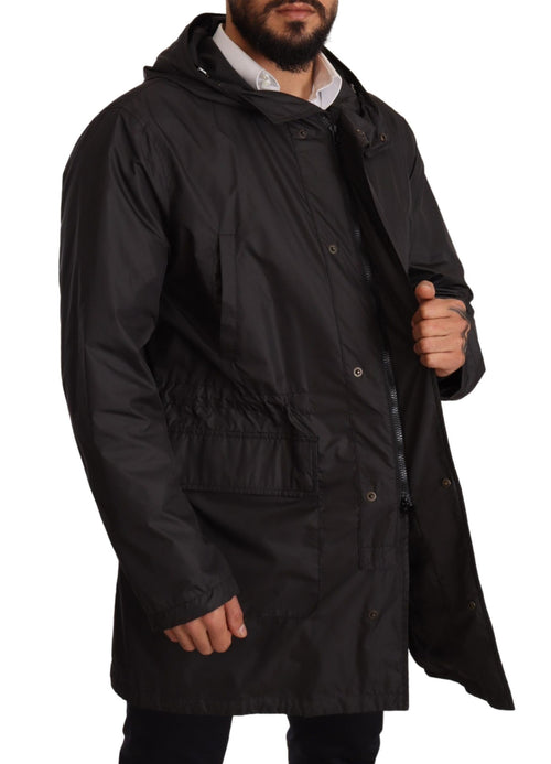 Dolce & Gabbana Black Hooded Mens Trench Coat Jacket - ClickThatClicks 