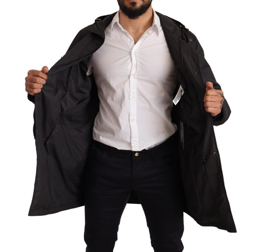 Dolce & Gabbana Black Hooded Mens Trench Coat Jacket - ClickThatClicks 