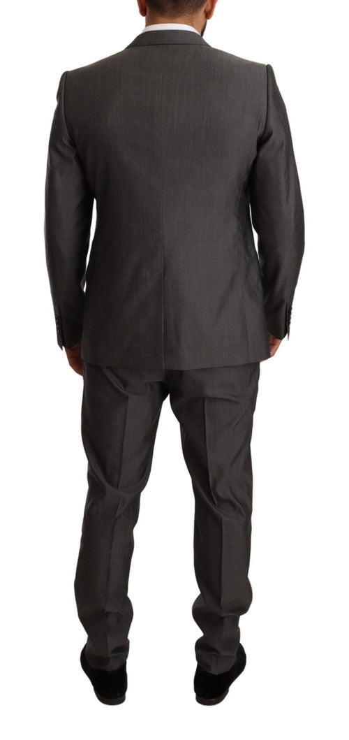 Dolce & Gabbana Gray Metallic MARTINI Slim Fit Set Suit - ClickThatClicks 