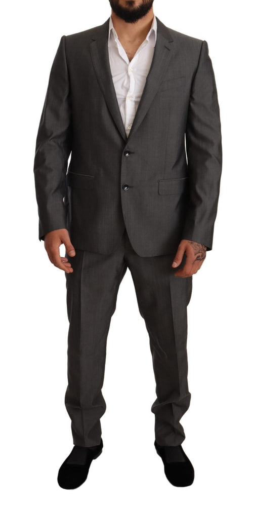 Dolce & Gabbana Gray Metallic MARTINI Slim Fit Set Suit - ClickThatClicks 