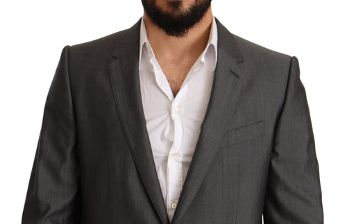 Dolce & Gabbana Gray Metallic MARTINI Slim Fit Set Suit - ClickThatClicks 