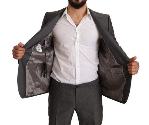 Dolce & Gabbana Gray Metallic MARTINI Slim Fit Set Suit - ClickThatClicks 