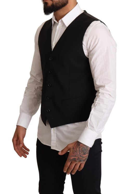 Dolce & Gabbana Black Wool Formal Waistcoat Dress - ClickThatClicks 