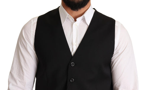 Dolce & Gabbana Black Wool Formal Waistcoat Dress - ClickThatClicks 