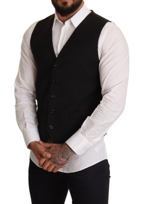 Dolce & Gabbana Black Wool Formal Waistcoat Dress - ClickThatClicks 