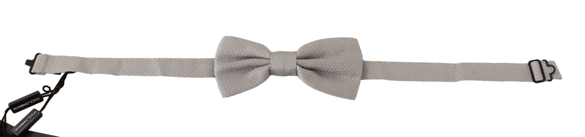 Dolce & Gabbana Silver Gray 100% Silk Adjustable Neck Papillon Bow Tie - ClickThatClicks 