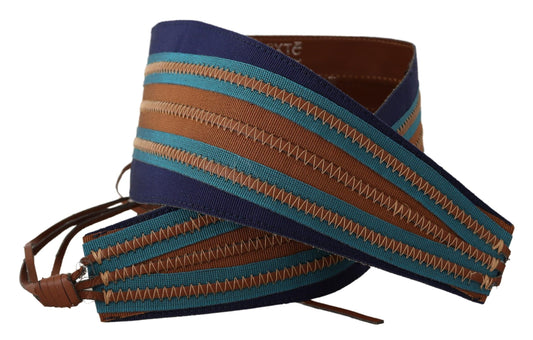 Exte Brown Leather Wide Waistband Tie Fastening Belt - ClickThatClicks 