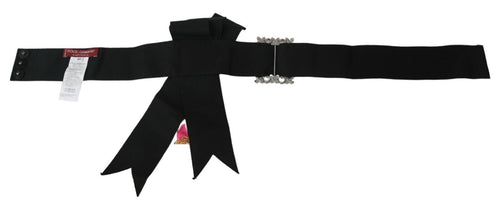 Dolce & Gabbana Black Pink Flower Brooch Crystals Cotton Belt - ClickThatClicks 