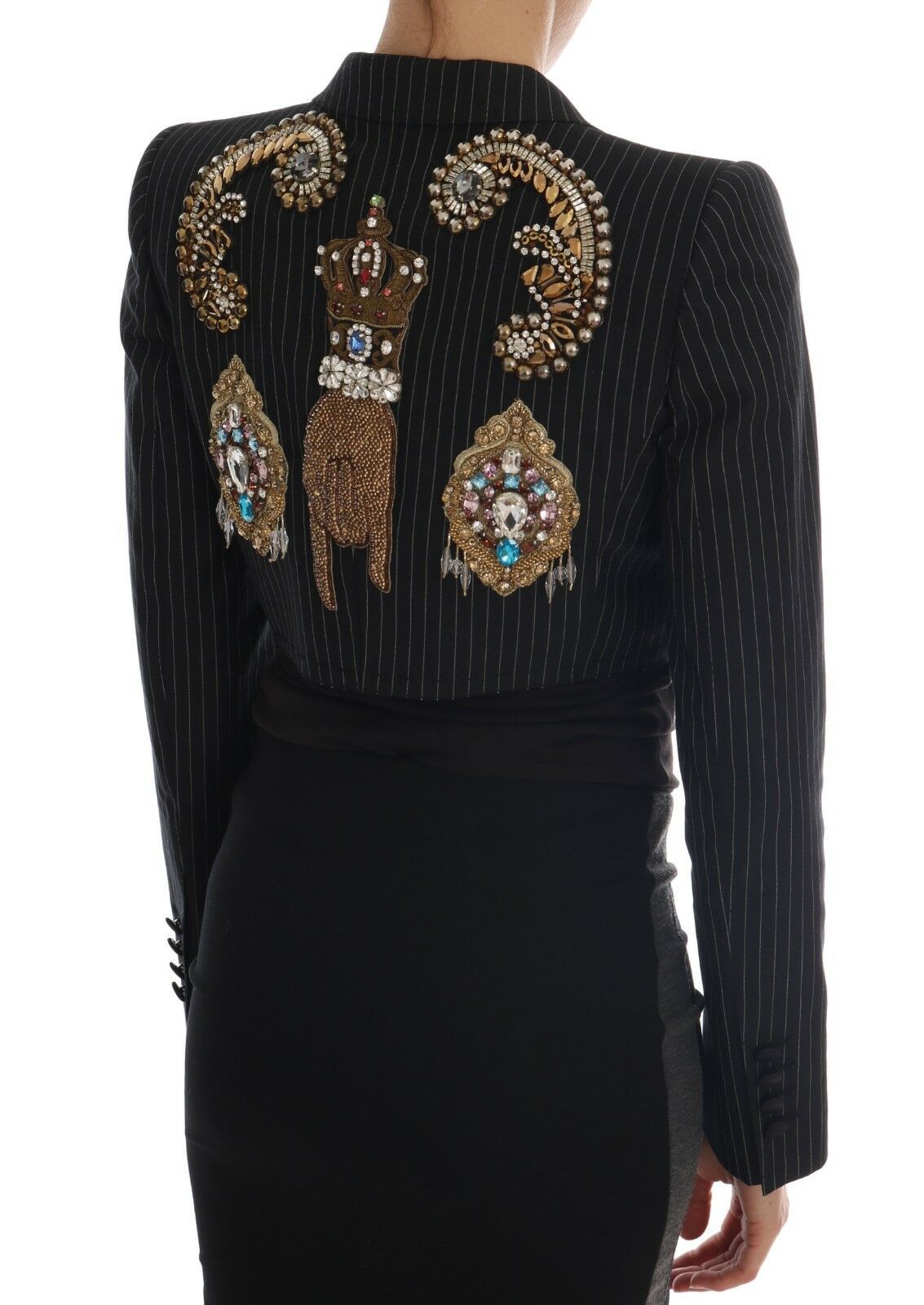 Dolce & Gabbana Black Crystal Fairy Tale Blazer Jacket - ClickThatClicks 