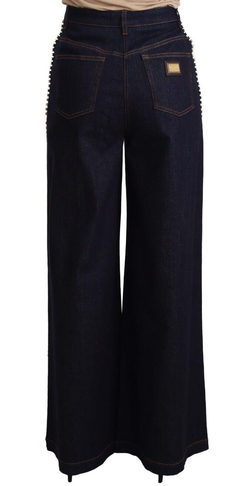 Dolce & Gabbana Dark Blue Crystal Embellished Flare Jeans - ClickThatClicks 