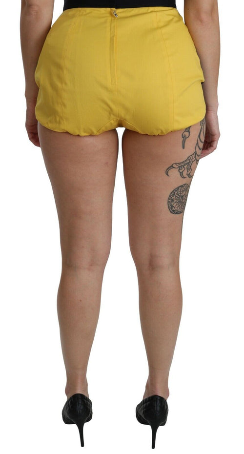 Dolce & Gabbana Yellow Black Cotton Jewelled Hot Pants Shorts - ClickThatClicks 
