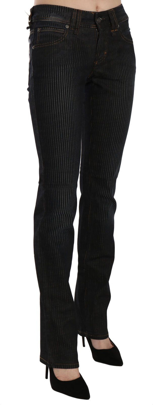 John Galliano Black Mid Waist Slim Fit Corduroy Denim Casual Pants - ClickThatClicks 
