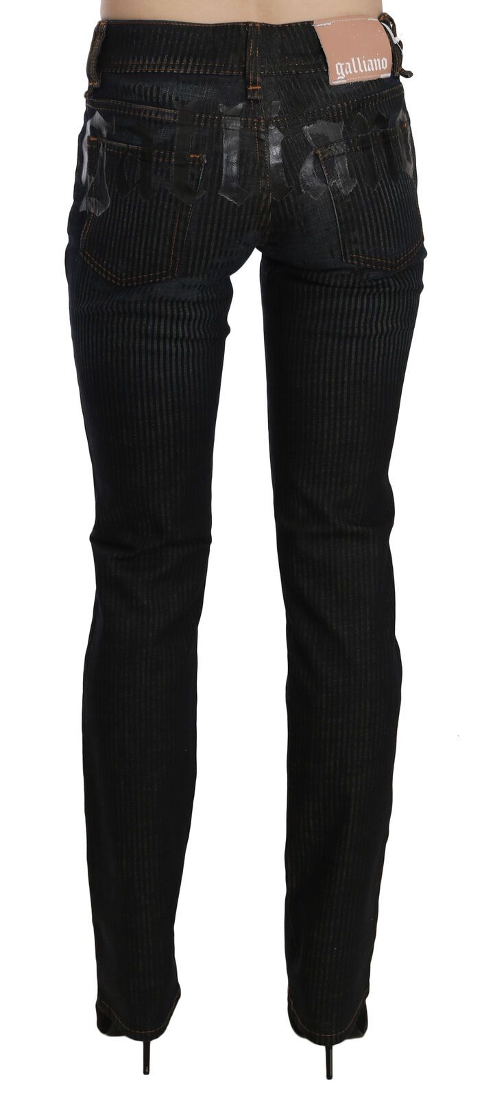 John Galliano Black Mid Waist Slim Fit Corduroy Denim Casual Pants - ClickThatClicks 