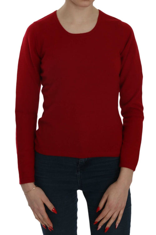 MILA SCHÖN Red Round Neck Pullover Cashmere Sweater - ClickThatClicks 