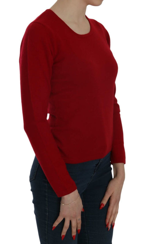 MILA SCHÖN Red Round Neck Pullover Cashmere Sweater - ClickThatClicks 