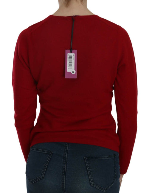MILA SCHÖN Red Round Neck Pullover Cashmere Sweater - ClickThatClicks 