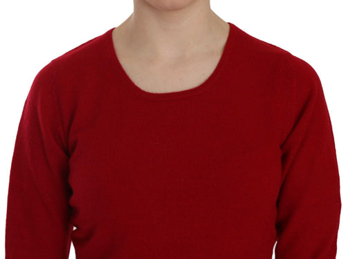MILA SCHÖN Red Round Neck Pullover Cashmere Sweater - ClickThatClicks 