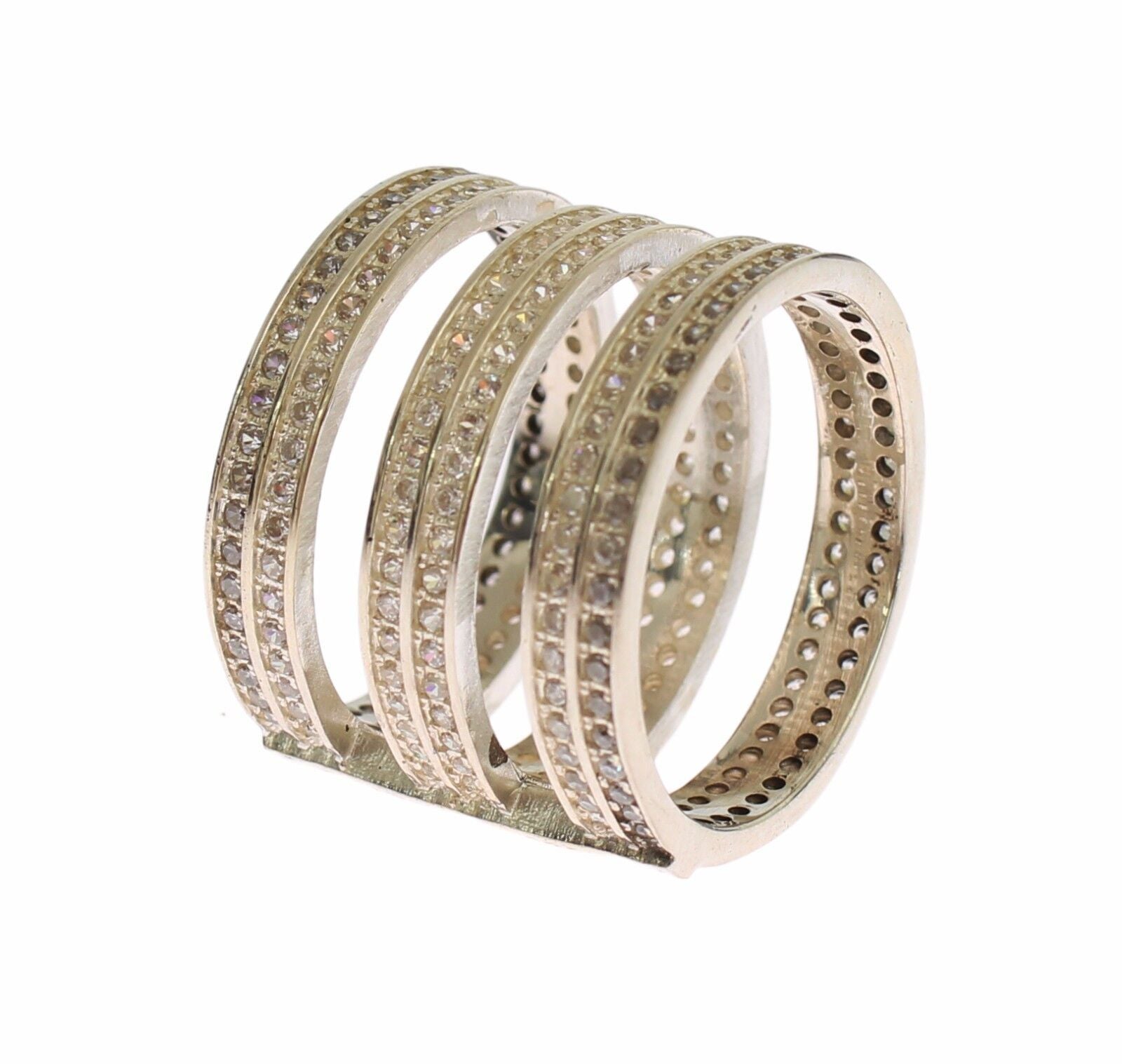 Nialaya Authentic Womens Clear CZ 925 Sterling Silver Ring - ClickThatClicks 
