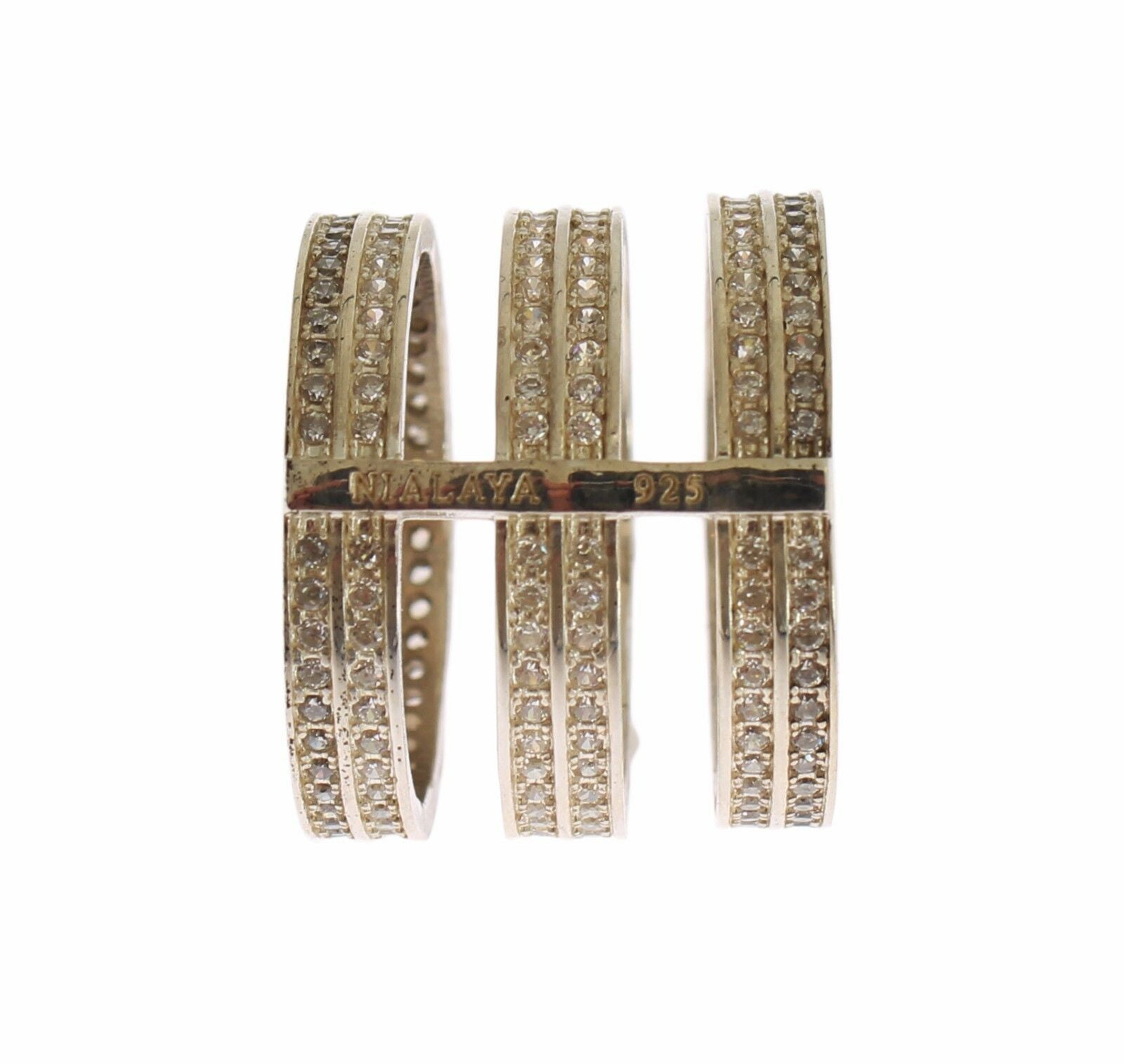 Nialaya Authentic Womens Clear CZ 925 Sterling Silver Ring - ClickThatClicks 