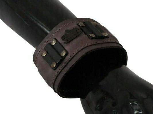 Scervino Street Brown Leather Branded Wide Buckle Closure Bracelet - ClickThatClicks 