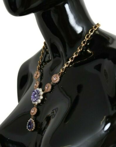 Dolce & Gabbana Pink Gold Brass Crystal Purple Pearl Pendants - ClickThatClicks 