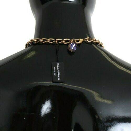 Dolce & Gabbana Pink Gold Brass Crystal Purple Pearl Pendants - ClickThatClicks 