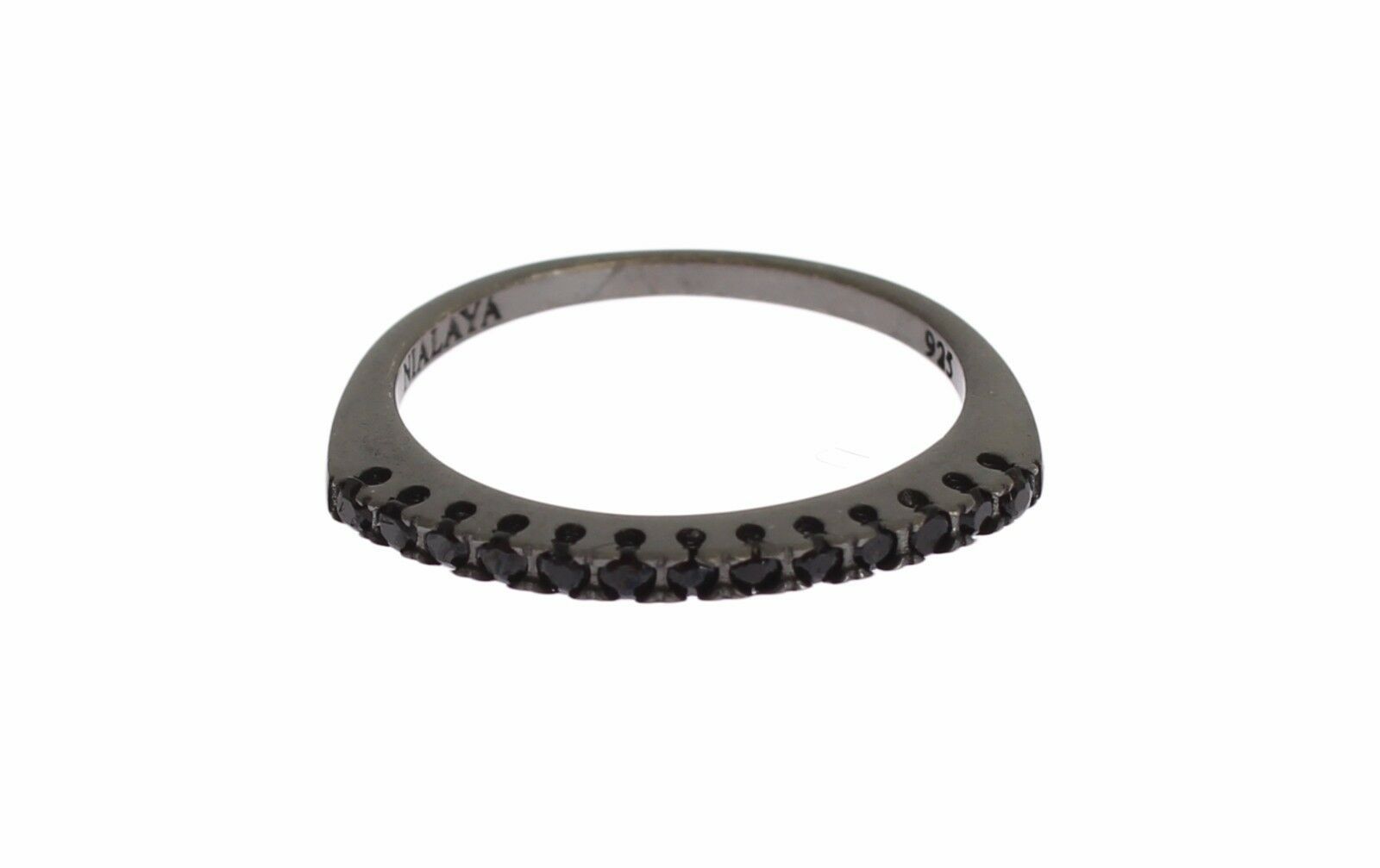 Nialaya Black CZ Rhodium 925 Silver Womens Ring - ClickThatClicks 