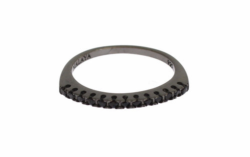 Nialaya Black CZ Rhodium 925 Silver Womens Ring - ClickThatClicks 