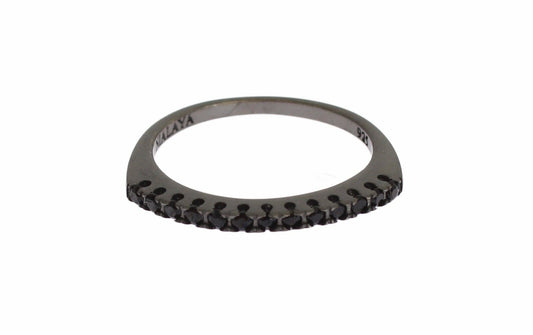 Nialaya Black CZ Rhodium 925 Silver Womens Ring - ClickThatClicks 