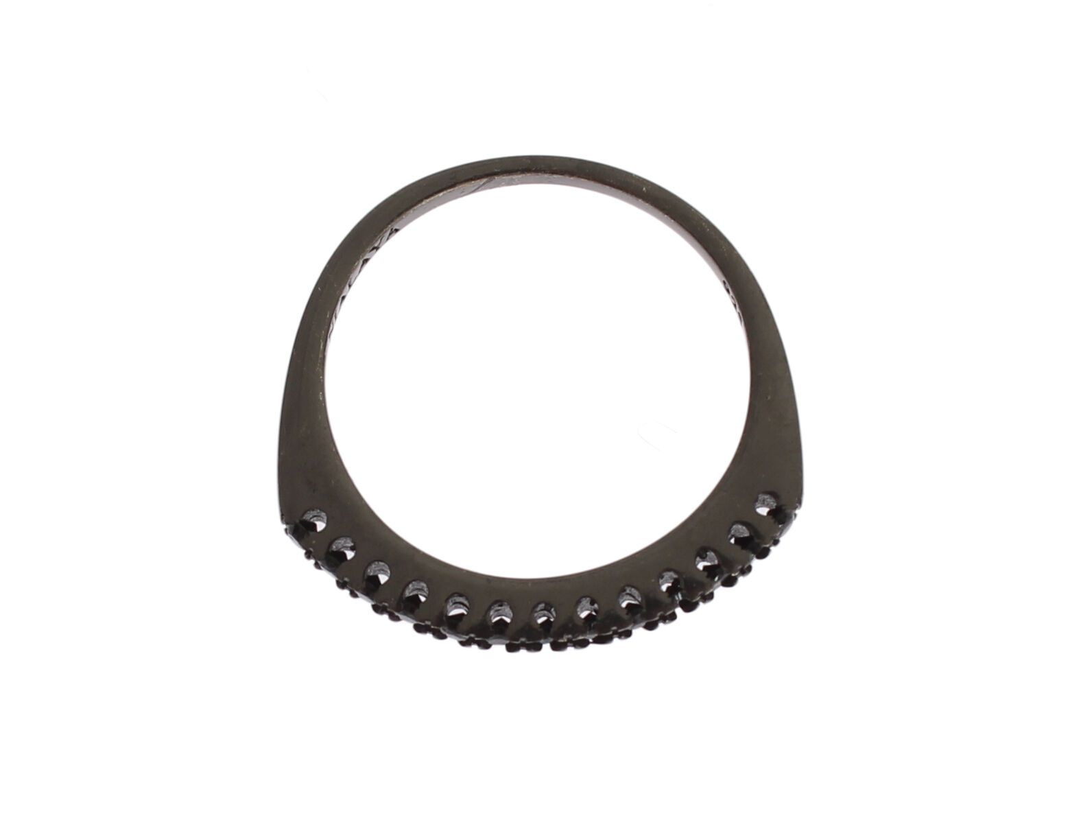Nialaya Black CZ Rhodium 925 Silver Womens Ring - ClickThatClicks 