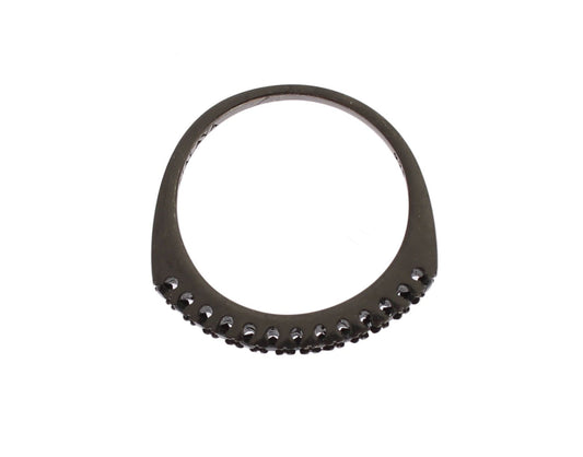 Nialaya Black CZ Rhodium 925 Silver Womens Ring - ClickThatClicks 