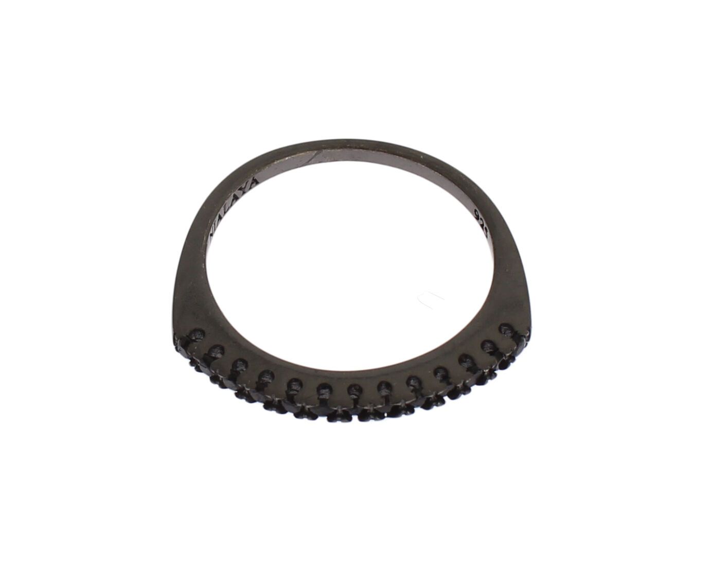 Nialaya Black CZ Rhodium 925 Silver Womens Ring - ClickThatClicks 